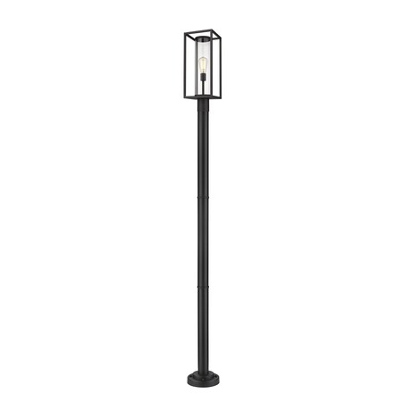 Z-Lite Dunbroch 1 Light Outdoor Post Mounted Fixture, Black & Clear 584PHMR-567P-BK